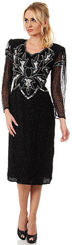 Long Sleeves Keyhole Back Sequined Formal Party Dress