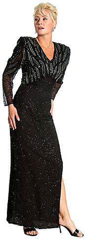 Silver Bead Accent Full Length Gown