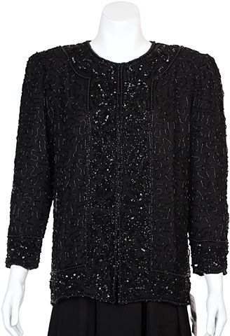 Asymmetric Hand Beaded Jacket with Floral Border