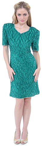 Short Sleeve Sequined Cocktail Dress