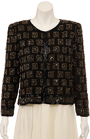 Hand Beaded Box Print Jacket