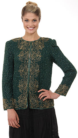 Round Neck Full Sleeves Beaded Jacket