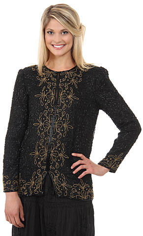 Round Neck Full Sleeves Beaded Jacket