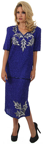 V-Neck Half SleevesTwo Piece Formal Sequined Dress