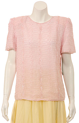 Fully Beaded Short Sleeve Blouse