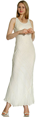 Broad Strapped Cascading Beads Formal Evening Dress