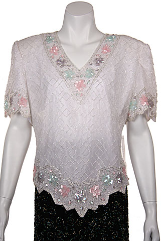 V-Neck Hand Beaded Blouse