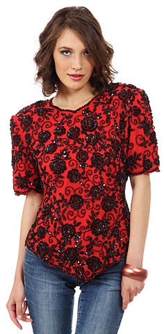 Fully Flowered Hand Beaded/Sequin Blouse
