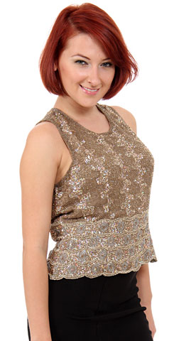 Sleeveless Sequined Blouse