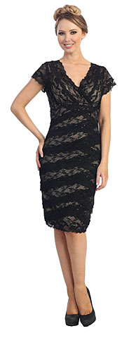 V-Neck Short Sleeves Short Formal Formal Dress in Lace. 45444.