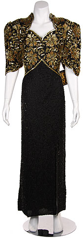 Full Length High Waistline Beaded Dress