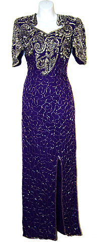 Half Sleeved Full Length Beaded Gown