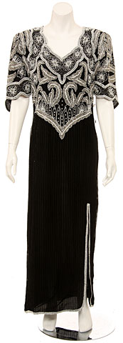 Short Sleeved Elegantly Sequined Evening Gown