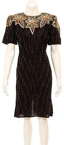 Flowery Fireworks Hand Beaded Short Dress