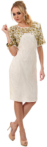 Jacket Style Sequins Knee Length Formal Beaded Dress