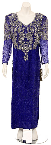 V-Neck Fully Sequined Evening Gown