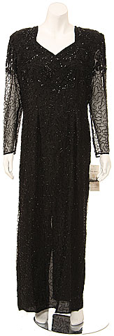 Full Length V-neck Sheer Sleeve Formal Gown