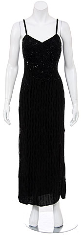 Threefold Flowered Hand Beaded and Sequined Cocktail Dress
