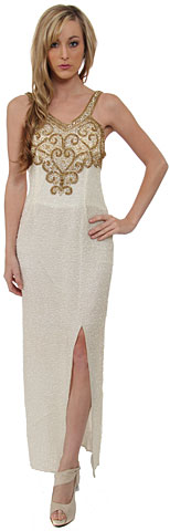 Empire Style Sequin Beaded Formal Evening Dress