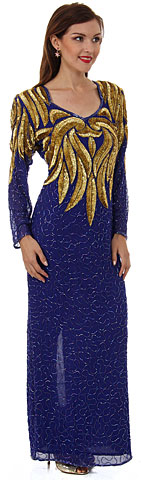 Full Sleeves Sequined Formal Gown with Keyhole Back