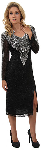 Full Sleeves Medium Length Sequined Cocktail Dress