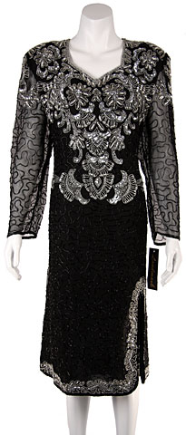 Fully Beaded Tea Length Cocktail Dress