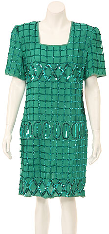 Half Sleeves Knee Length Sequined Cocktail Dress