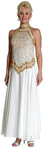 A-Line Halter Neck Beaded Dress.