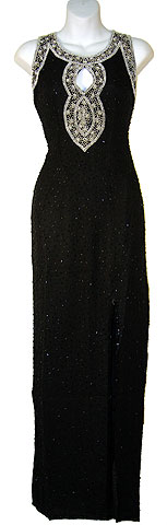 Key Hole Sequin Beaded Formal Dress