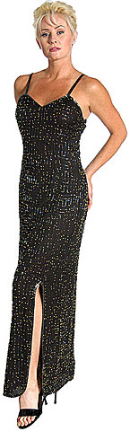 Full Length Beaded Formal Gown with Maze pattern