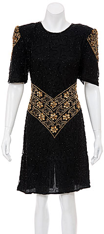 Floral Belted Hand Beaded Short Dress