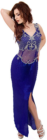 Elegant Beaded Cocktail Dress with See-Thru Waistline