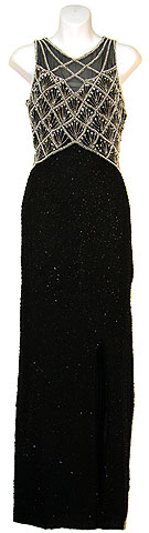 Sleeveless Formal Cocktail Dress with Silver Bodice Design