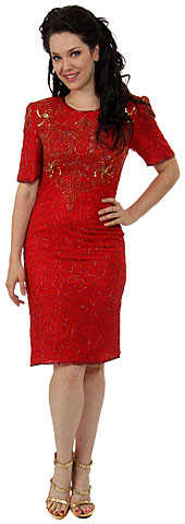 Knee Length Half Sleeves Cocktail Dress