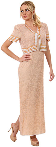 Short Sleeves Long Sequined Formal Mother of the Bride Dress