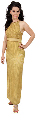 Sheer Waistline & Back Beaded Formal Evening Dress