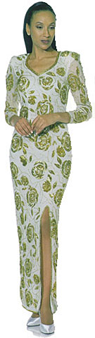 Multiple Floral Long Sleeved Formal Dress