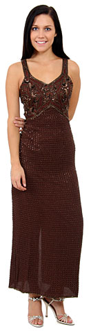 Boxy Beaded Formal Gown with Patterned Bodice