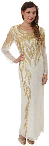 Sweetheart Neck Beaded Leaf Pattern Long Formal Dress