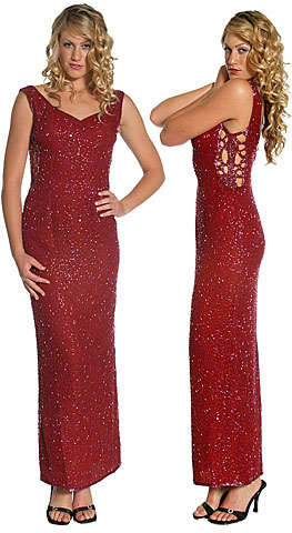 Side Holed V-Low Back Evening Gown