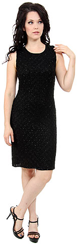 Miniature Floral Beaded Sleeveless Cocktail Dress