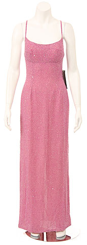 Sequined Formal Dress with Spaghetti Straps. 9216.