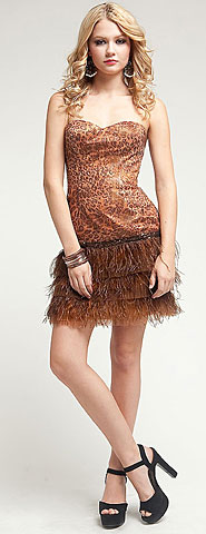 Strapless Short Leopard Print Cocktail Party Dress