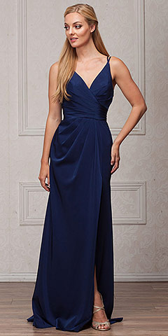 Double Spaghetti Straps Overlay Bodice Long Bridesmaid Dress