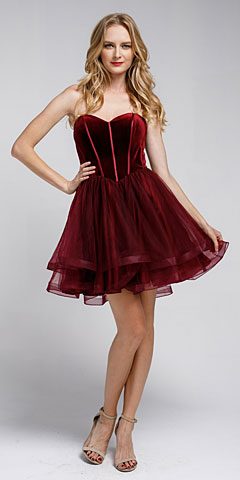 Strapless Short Babydoll Prom Dress. a464s.