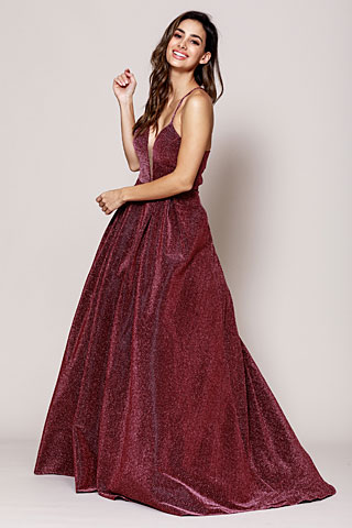 Glitter Prom Ball Gown with Corset Back