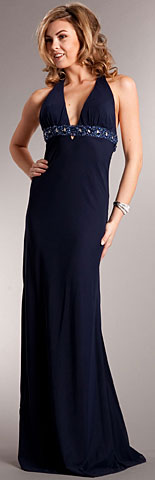 Plunging Neckline Prom Dress with Bejeweled Back. a621.