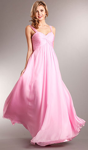 Broad Straps Shirred Bust Long Bridesmaid Dress. a622.