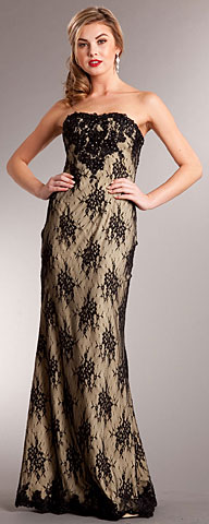 Strapless Floral Mesh Beaded Long Prom Dress . a703.