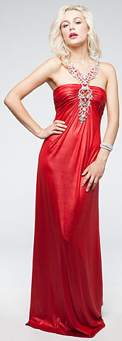 Rhinestones Neck Shimmery Long Formal Cocktail Dress . a704.
